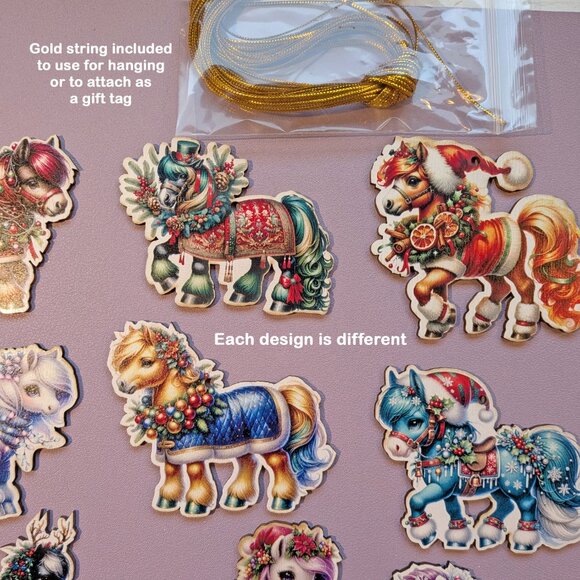 Never used Set of 20 My Little Pony Christmas ornaments or gift tags, Balsa wood - Picture 10 of 15